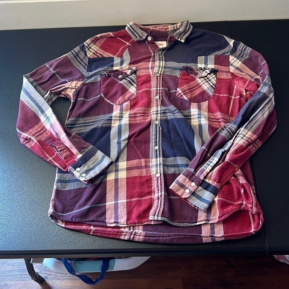 Levis Red White and Blue Pearl Snap Long Sleeve Button Down SZ Large - Picture 1 of 8